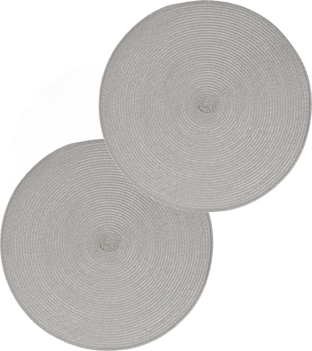 Secret de Gourmet Set de 6 sets de table ronds – Gris clair – Plastique tressé – Diamètre 38 cm – Napperons