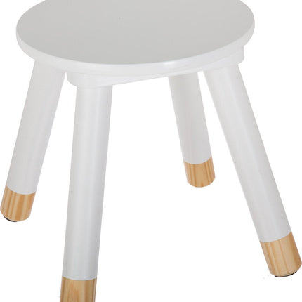 Atmosphera Kinder krukje - ivoor wit - hout - D24 x H27 cm - bijzet stoeltjes/krukken