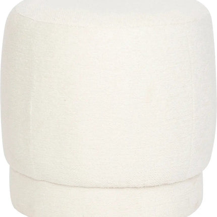 Atmosphera Poef om te zitten Perfect Seat - stof/hout - wit - 40x40 cm - bijzet stoeltjes