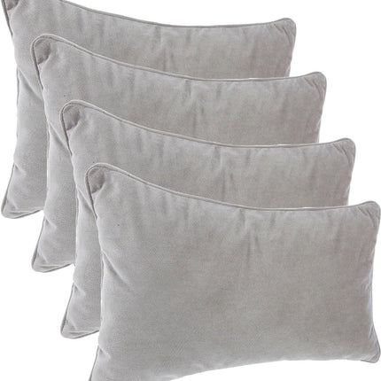 Atmosphera Bank/sierkussens huiskamer Sophia - 4x stuks - 30 x 50 cm - Zilvergrijs - polyester - met rits