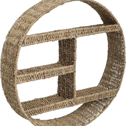 Atmosphera Wandregal/Wandboard Aria - braun - Rattan - Ibiza-Stil - 3 Ablagen - D58 x 12 cm