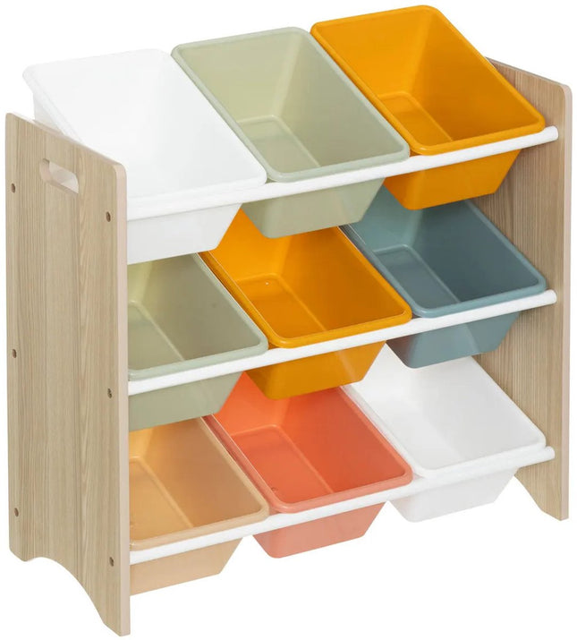 Atmosphera Aufbewahrungsregal 3-lagig mit Boxen - Holz/Kunststoff - 60 x 30 x 66 cm - Spielzeug - Kinderzimmer - Mischfarben