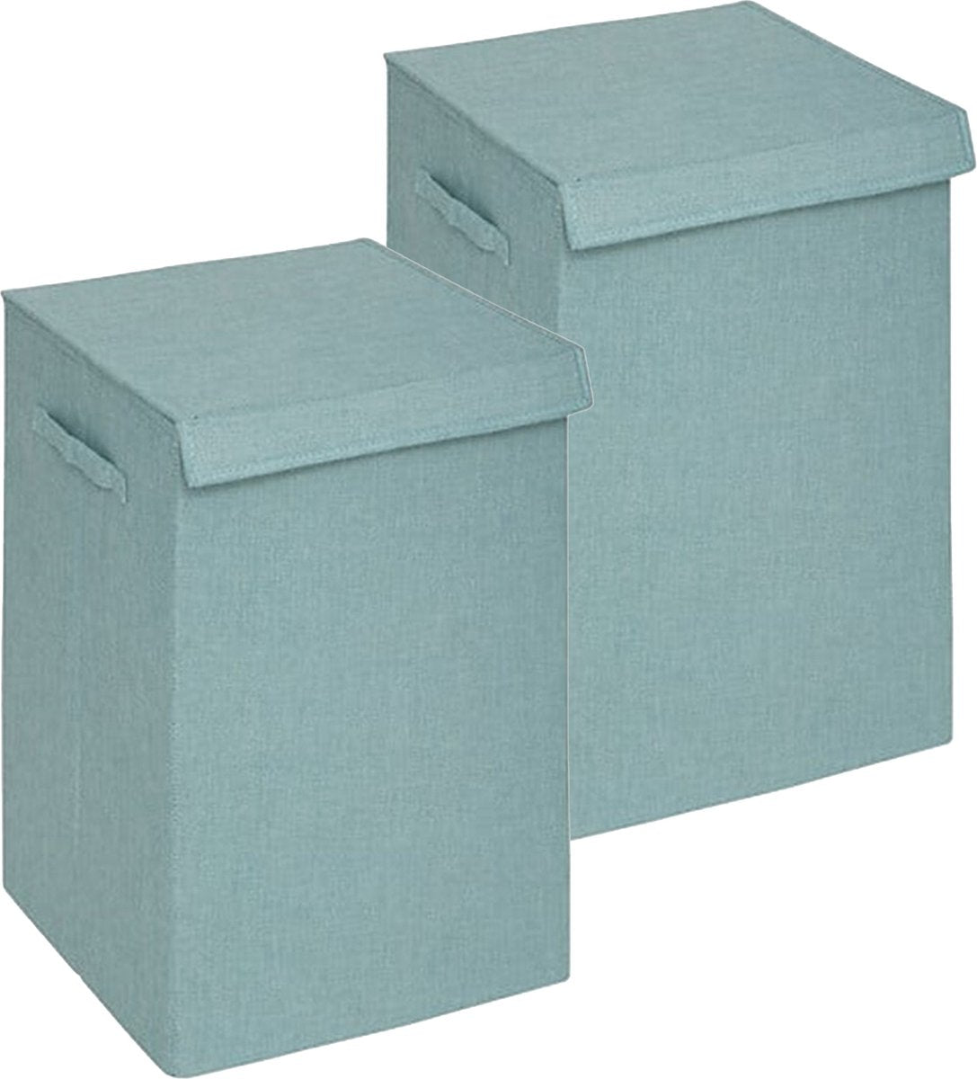 5Five Eureka laundry sorter - 2x - 74 litres - light blue - 37 x 37 x 60 cm - MDF/polyester fabric - with closing lid