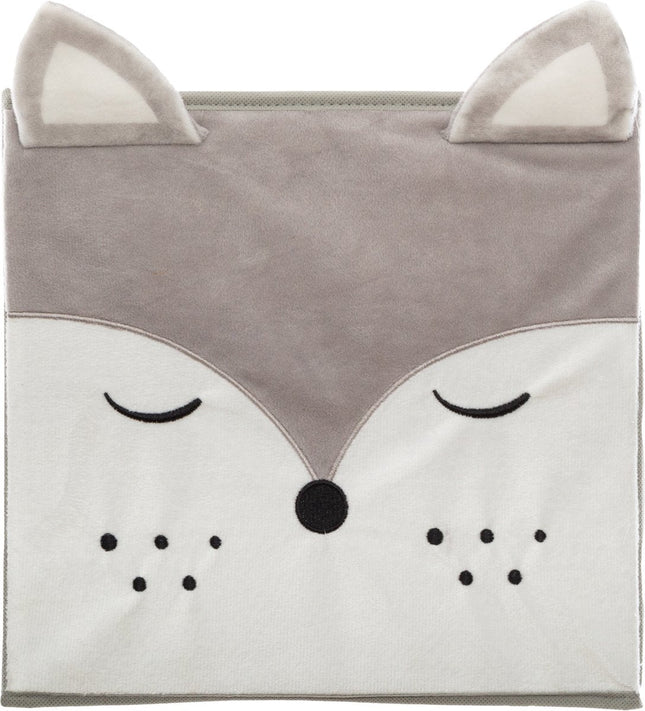 Atmosphera Opbergmand/kastmand vos - 2x - voor kinderen - karton/kunststof - grijs - 30 x 30 cm
