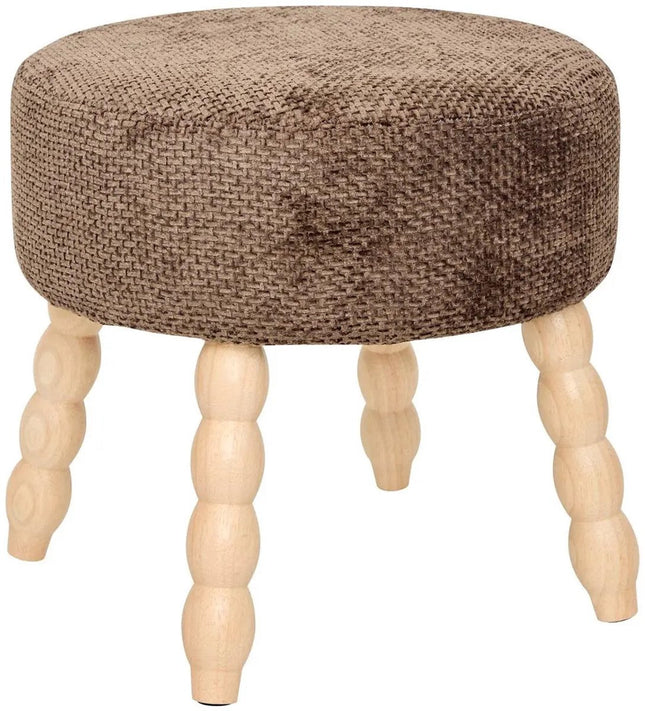 Spolo Tonka Brown Hocker - Multifunktionaler Hocker, Beistelltisch oder Fußhocker - Holzbeine - Brauner Sitzbereich -