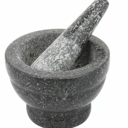 Kinghoff Granit Mörser und Stößel Set - Ø 9,5 x 7 cm, Naturgranit, langlebig und stilvoll, Mörser aus Granit