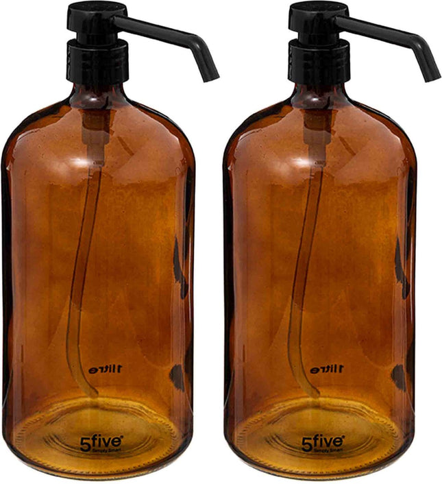 5Five Seifenspender aus Glas - 2 Stück - braun - 1 Liter