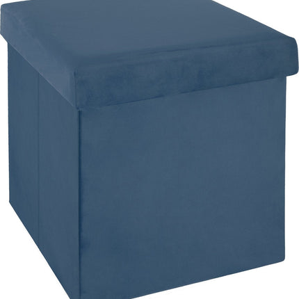 Atmosphera Poef/hocker/voetenbankje - opbergbox - blauw - PO/MDF - 38 x 38 x 38 cm - opvouwbaar