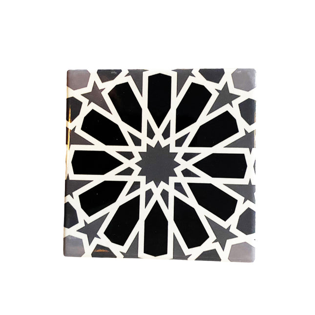 Marokkanische Keramikuntersetzer schwarz-weiß