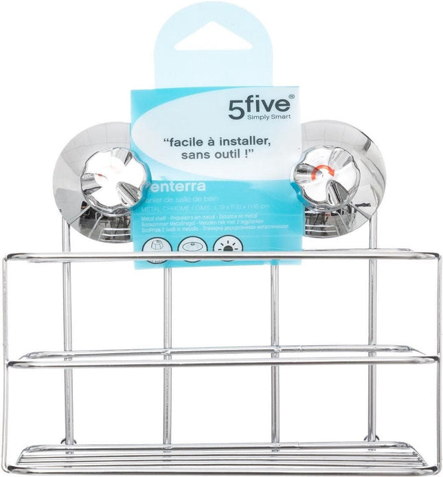 Duschregal/Badezimmerregal Metall mit Saugnäpfen 19 x 12 x 18 cm - Ablageregale für Shampoo/Duschgel