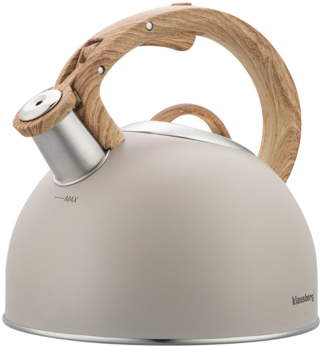 Klausberg 7913 - Fluitketel met fluit - 2.5 liter - RVS - beige