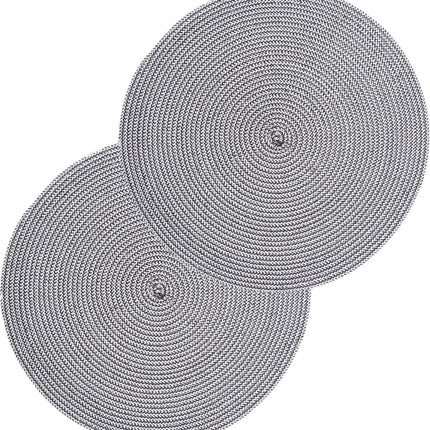 Secret de Gourmet runder Platzset - 10er-Set - schwarz/weiß - geflochtener Kunststoff - Durchmesser 38 cm - Unterleger