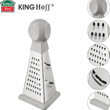 Kinghoff 3-Seiten-Reibe Pyramide - Multifunktionale Reibe mit 3 Reibflächen - Raspeln, Feinreiben und Zesten - 15,8 cm - KH-1987