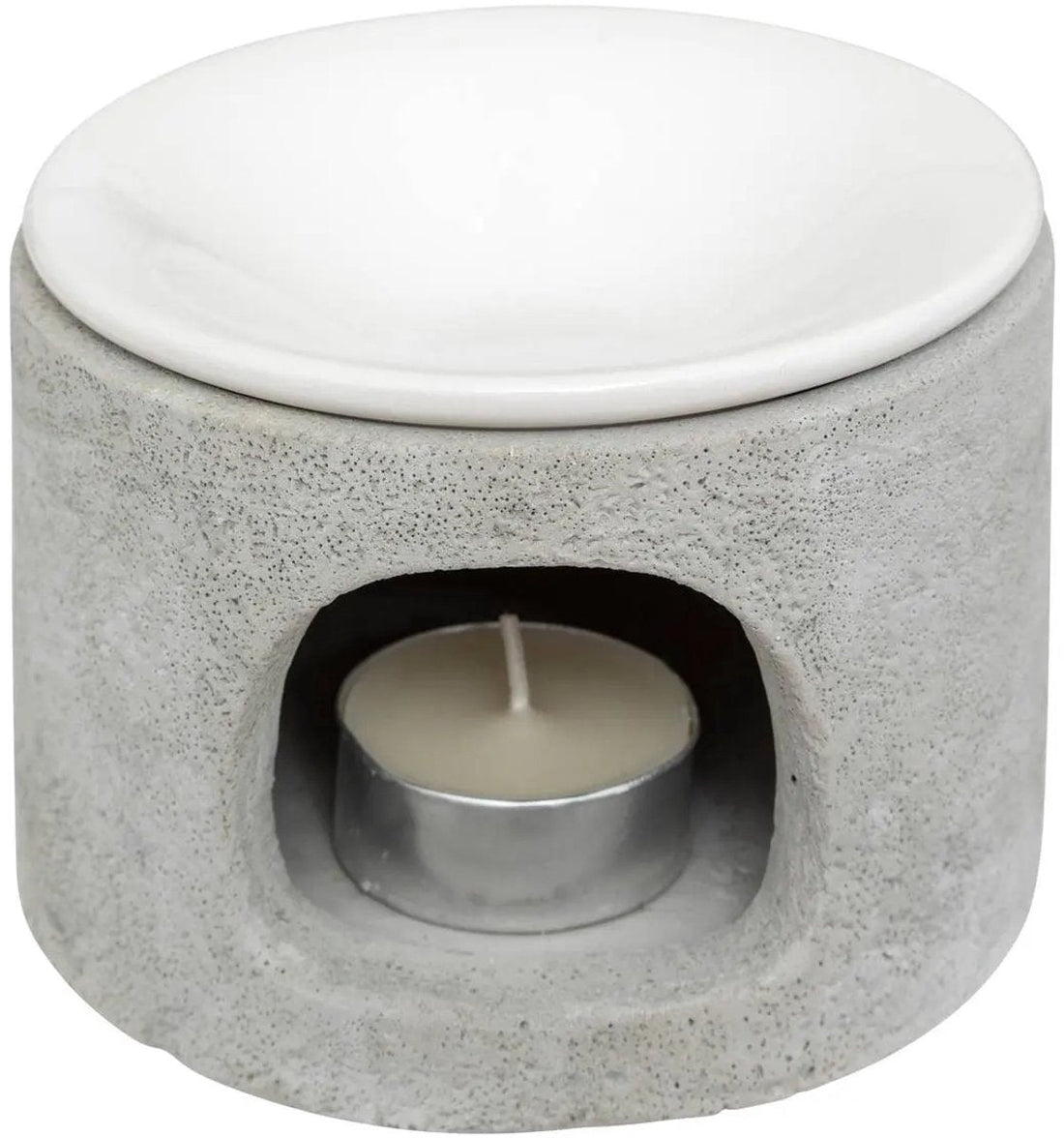 Geurbrander cement en keramiek – oliebrander met theelicht, grijs, Ø 11 cm