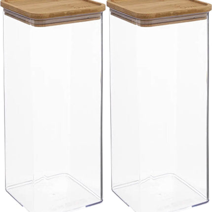 5Five - Küchenvorratsdose - Berlino - 2er Set - Kunststoff/Bambus - 2000 ml
