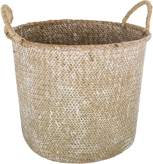 Atmosphera Aufbewahrungskorb Julian - rund - Rattan - natur - 37 x 27 cm - faltbar - Deko-Korb