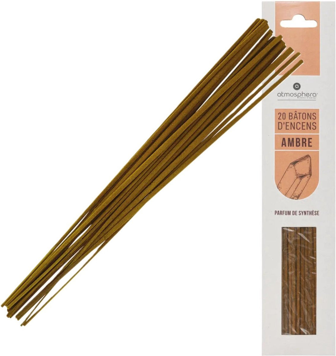 Atmosphera wierookstokjes amber – 20 stuks van 25 cm, handgemaakt in India