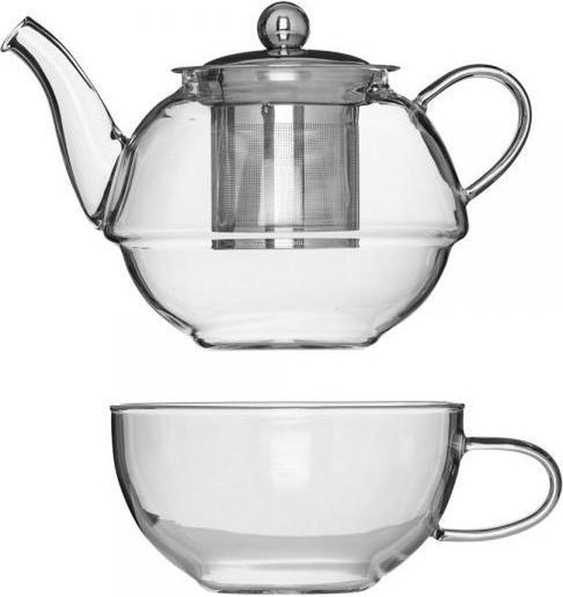 Théière individuelle en verre / thé ière pour 1 personne 600ml et tasse