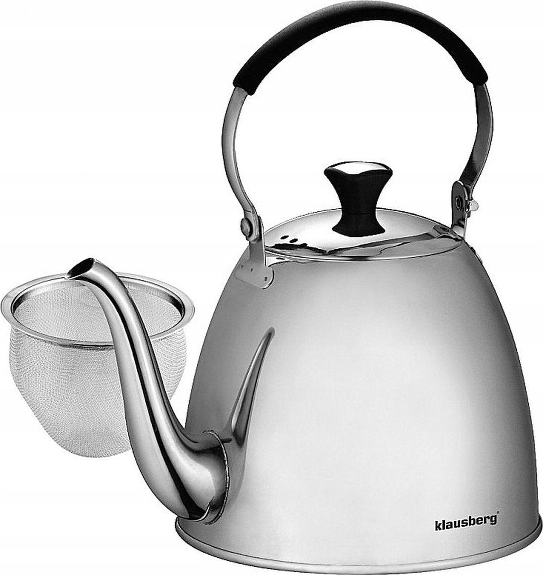 Klausberg 7456 nostalgische theekan met zeef – RVS, 1,1 liter, ook inductie