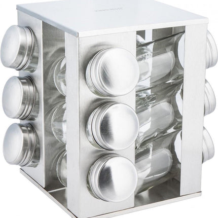Kinghoff 4008 quadratisches Gewürzregal - Edelstahl - 13-teilig