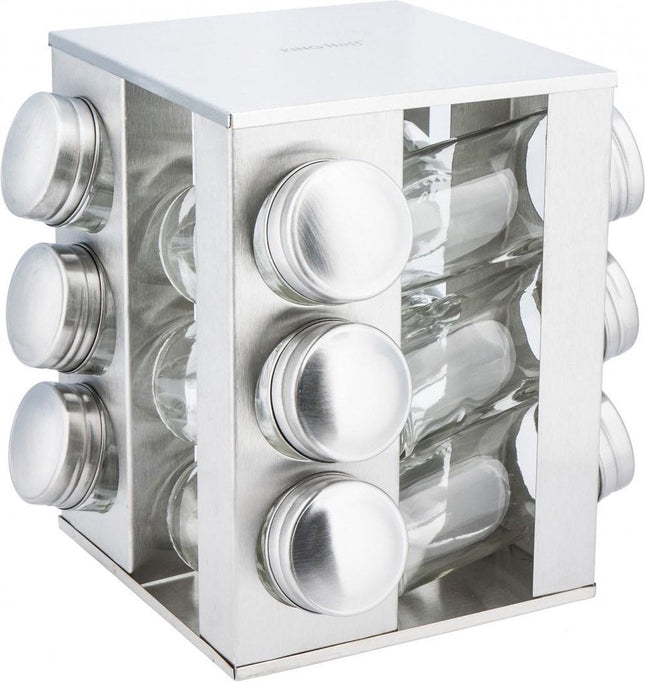 Kinghoff 4008 quadratisches Gewürzregal - Edelstahl - 13-teilig