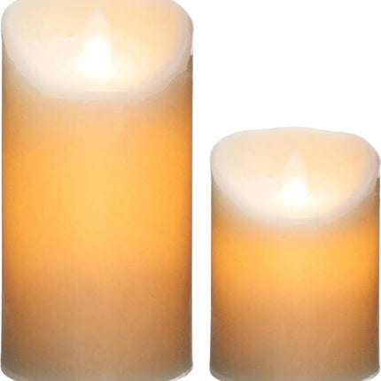 LED-Stumpenkerzen-Set - 2 Stück - Warmweiß - 10 und 20 cm