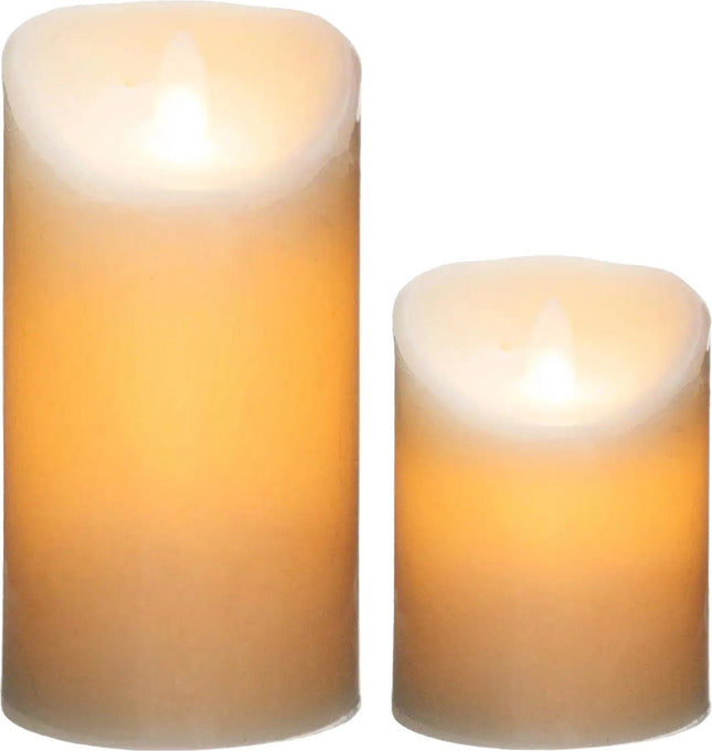 LED-Stumpenkerzen-Set - 2 Stück - Warmweiß - 10 und 20 cm