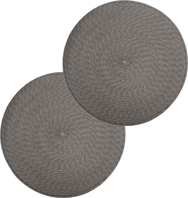 Secret de Gourmet runder Platzset - 6er-Set - Grau - geflochtenes Kunststoff - Durchmesser 38 cm - Untersetzer