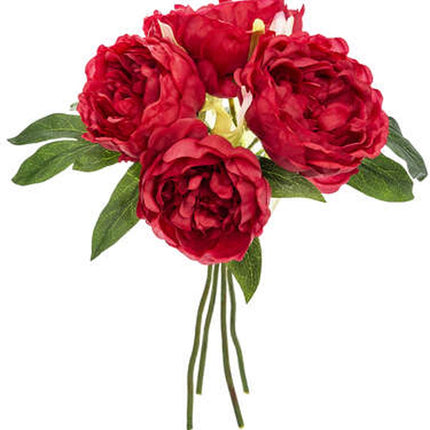 Atmosphera boeket van pioenrozen kunstbloemen - rood - hoogte 30 cm - rode bloemen