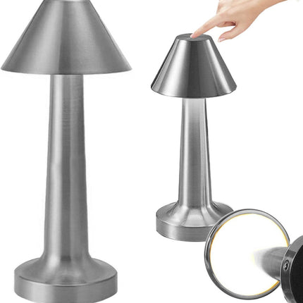 Akku-Tischleuchte – Wiederaufladbar und dimmbar – Touch-Bedienung – Moderne Lampe – Kabellose Nachtleuchte – Wiederaufladbare Nachtleuchte – Silber