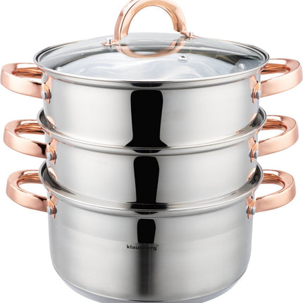 Klausberg 7732 - Dampfgarer - 4-teilig - 22 cm - Edelstahl - alle Herdarten
