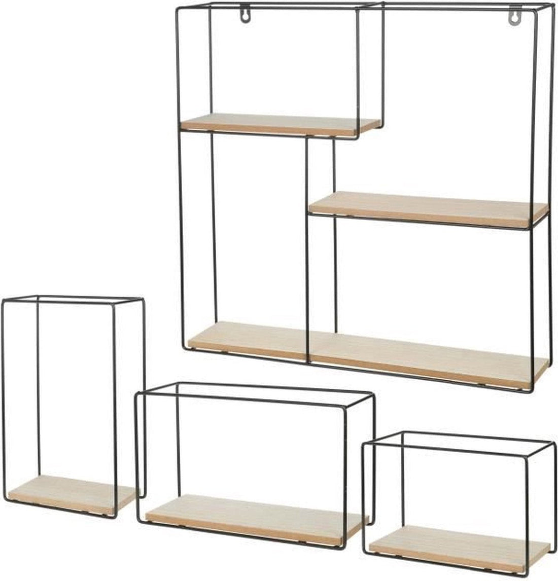 Atmosphera wandrek set van 4 – zwarte wandplanken van metaal en MDF – foto 2