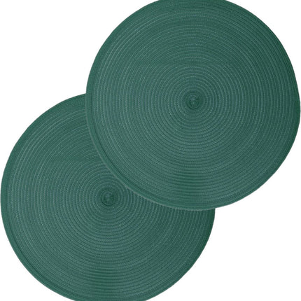 Secret de Gourmet ronde placemat - Set van 8x stuks - emerald groen - gevlochten kunststof - Dia 38 cm - Onderleggers