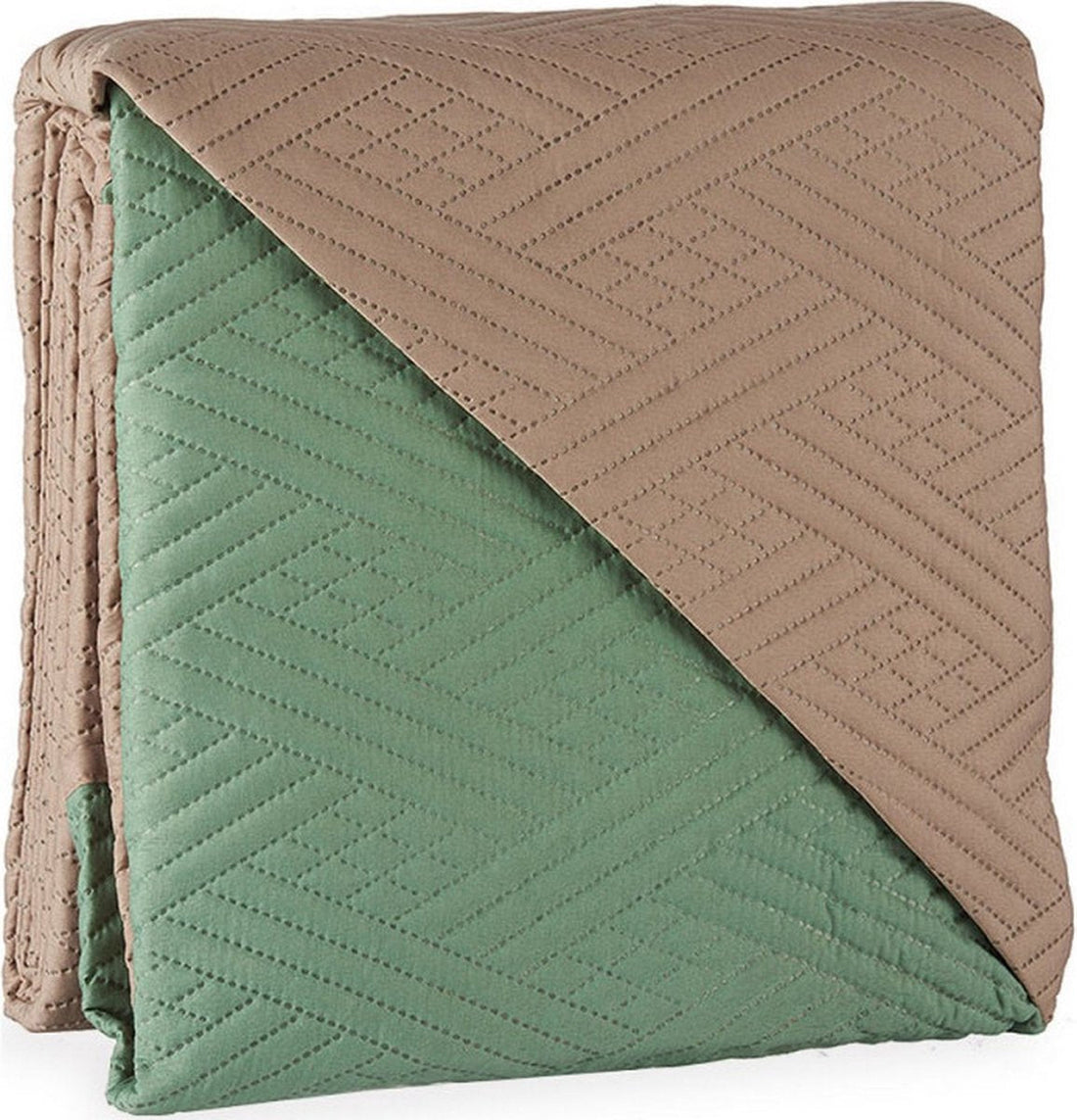 Couvre-lit réversible Beige Naturel Vert (260 x 240 cm)