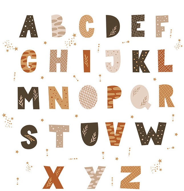 Sipo Wandaufkleber Alphabet Set - 4-teilige Buchstaben für Kinderzimmer - 70x73 cm - Selbstklebendes ABC für Wand und Möbel - Wandsticker - Buchstaben lernen - Pädagogisch