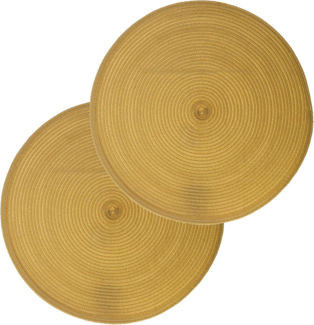 Secret de Gourmet runde Tischsets - 10er-Set - Gelb - geflochtener Kunststoff - Durchmesser 38 cm - Untersetzer