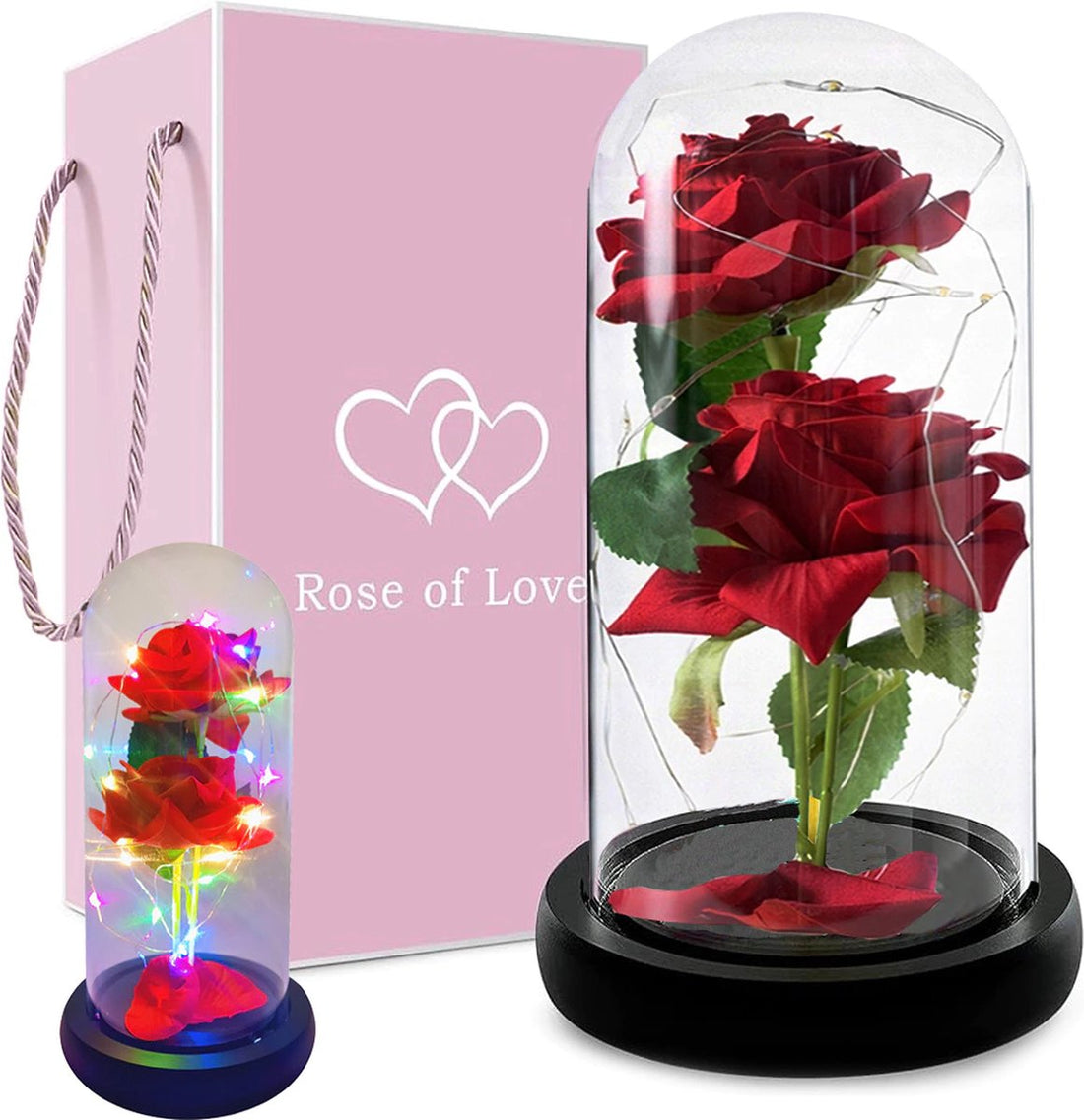 rose éternelle sous cloche