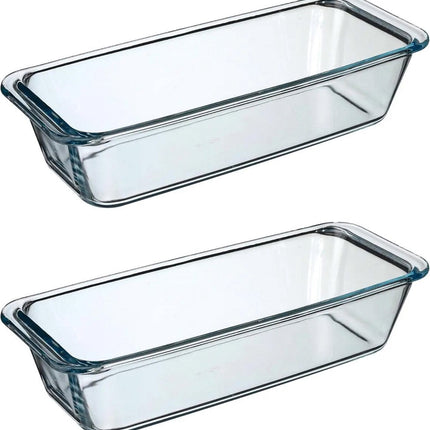 Secret de Gourmet Kuchenform - 2x - rechteckig - Transparentes Glas - 31 x 12 cm