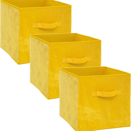 5Five Aufbewahrungskorb/Schrankkorb - 3er-Set - gelb - 29 Liter - 31 x 31 x 31 cm - Aufbewahrungsboxen - Regalkörbe - Polyester