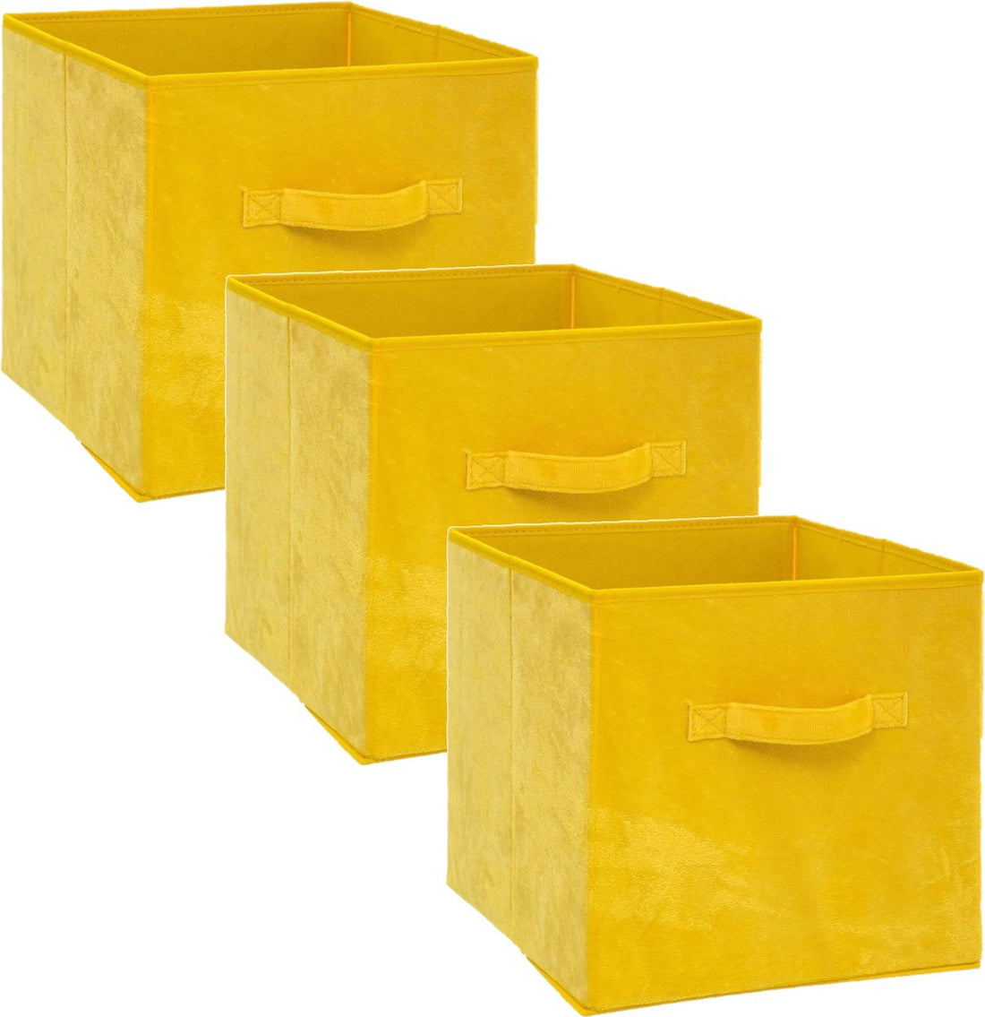 5Five Opbergmand / kastmand - Set van 3x stuks - geel - 29 liter - 31 x 31 x 31 cm - Opbergboxen - Vakkenkast manden - polyester