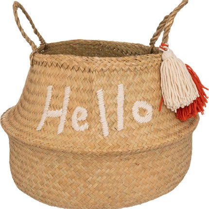 Atmosphera Kids Hello Opbergmand uit riet Ø35x30cm - Beige