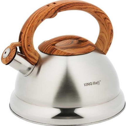 Kinghoff 3336 - Fluitketel - 3 liter - RVS - bruin - met fluit