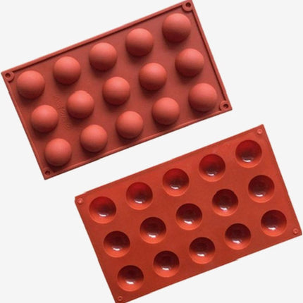 Siliconen Bakvormen Halve Bollen Cakevorm - Ronde Mallen Chocolade - 15 Vullingen - Diameter 5CM