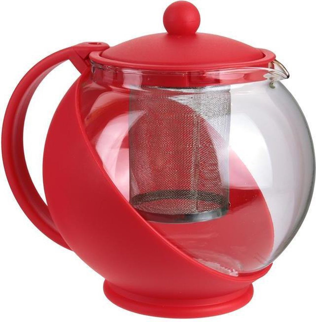 SAVEUR ET DEGUSTATION - Teapot with filter - Glass teapot - Teapot with stainless steel filter - 1.L - Red