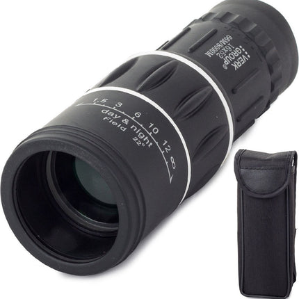 Monuculaire verrekijker - 16 x 52 - Scope - Dag - Nacht -Zwart - Hoes - Monokijker