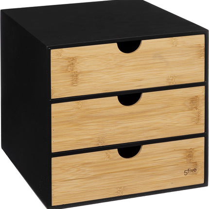 5Five Bava Bambus-Schreibtisch-Organizer – Aufbewahrungsbox – Schreibtisch-Ablage – Schreibtischhalter – 3 Schubladen – Schreibtisch-Organizer
