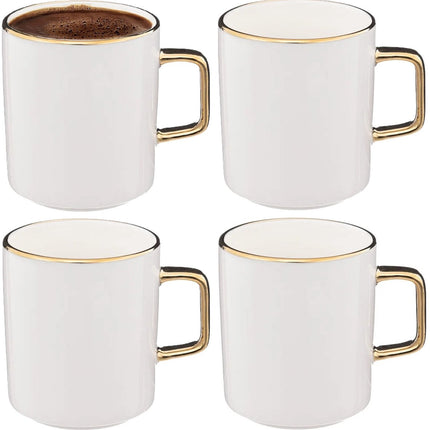 Secret de Gourmet Kaffeetassen Athena - 4 Stück - Keramik - weiß/gold - 350 ml - 8 x 9 cm