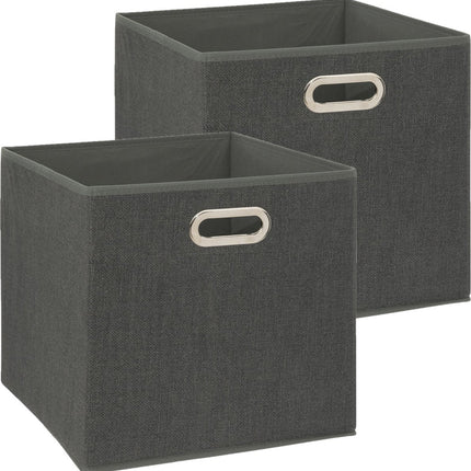 5Five Aufbewahrungskorb/Schrankkorb - 2x - Dunkelgrau - 31 x 31 x 31 cm - 29 Liter - Regalkörbe - Stoff mit verstärktem Boden - Faltbar