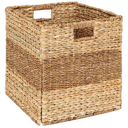 5Five gevlochten jute opbergmand met handvaten - naturel - 38 x 38 x 38 cm - Huiskamer - Luxe model