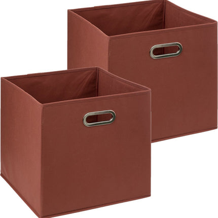 5Five Aufbewahrungskorb/Schrankkorb – 2er-Set – Ziegelrot – 31 x 31 x 31 cm – 29 Liter – Regalkörbe – Stoff mit verstärktem Boden – Faltbar